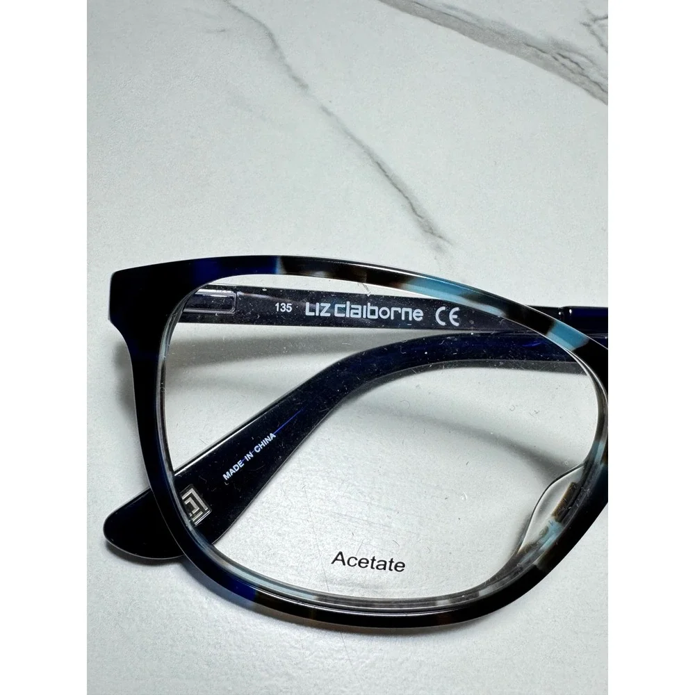 Liz Claiborne L647 Eyeglasses Blue Marbled Acetate Frames 52-16-135 IPR